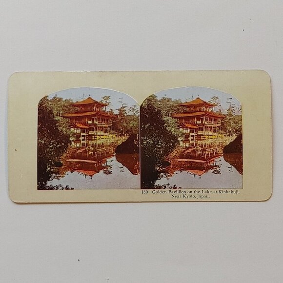 ANTIQUE Stereograph Card Kiyomizu Temple, Japan Golden Pavillion World Views - Picture 3 of 4